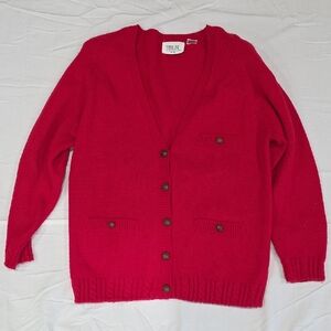 Stylish Red Button-Up Cardigan